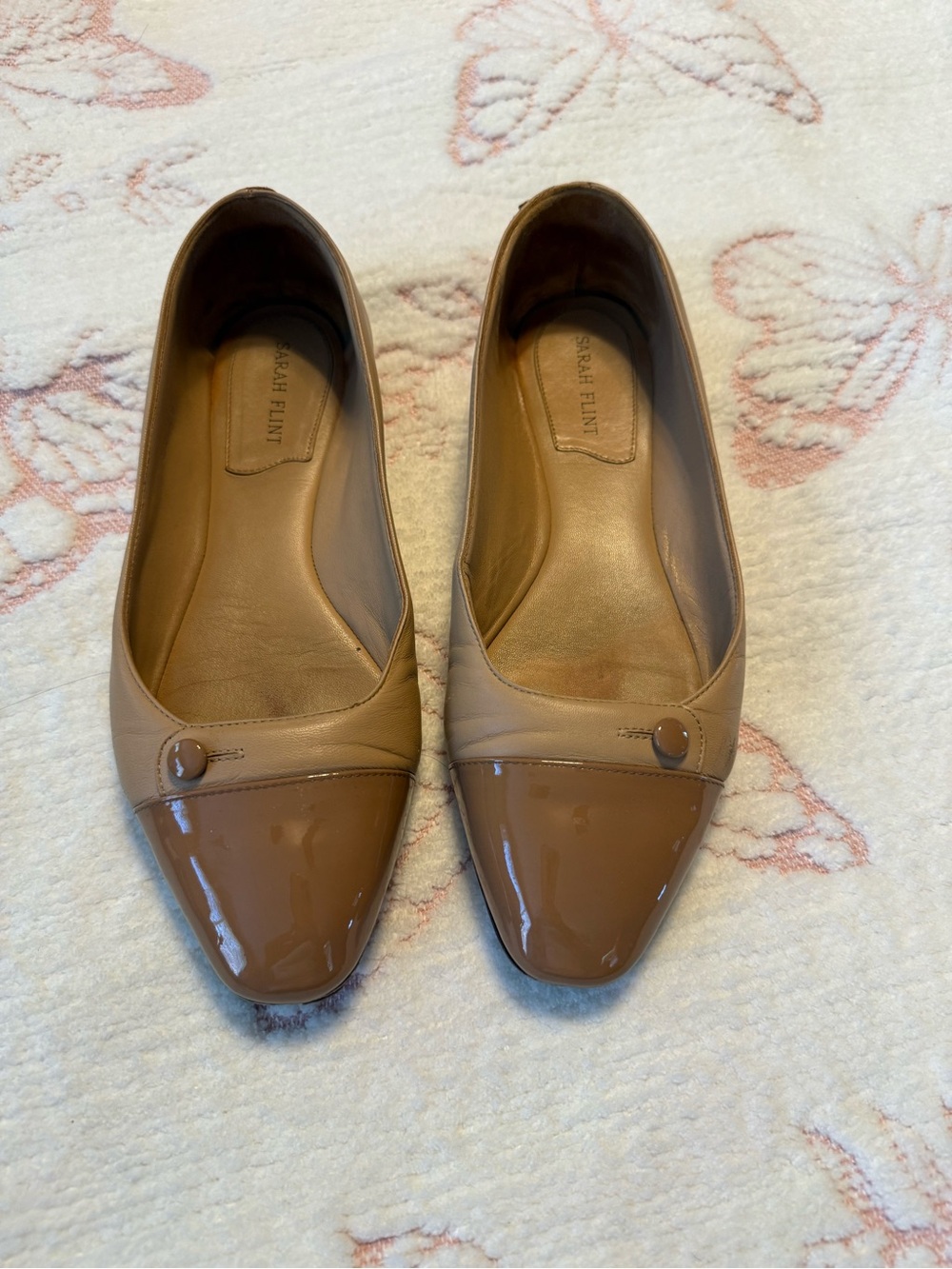 Sarah Flint Nude Patent-Toe Pointed Ballet Flats